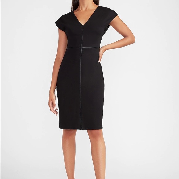 Express Dresses & Skirts - NWT ➖ EXPRESS Vegan Leather Pieced Sheath Dress In Pitch Black